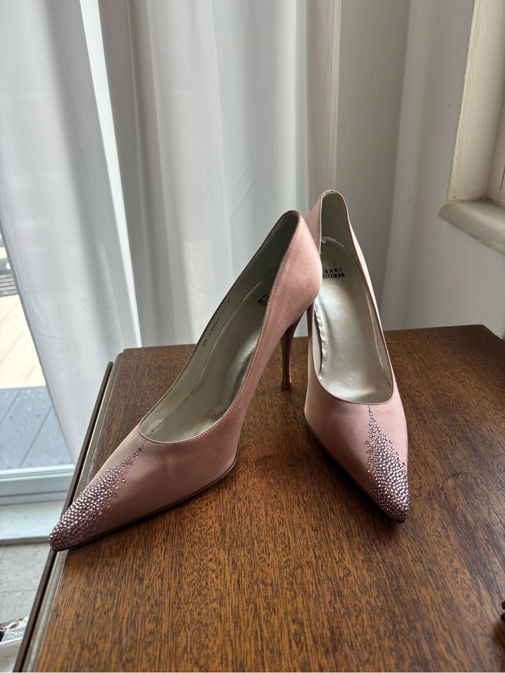 Stuart Weitzman Velvet Pink Bedazzled Pumps